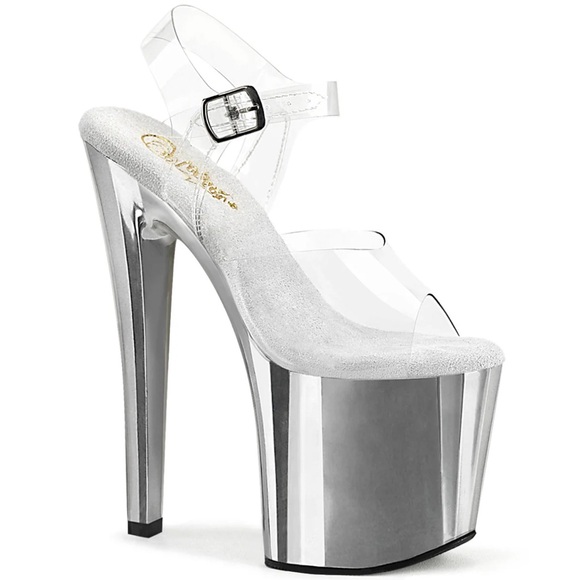 Enchant 7” Clear/Chrome Platform High Heels - Picture 1 of 11